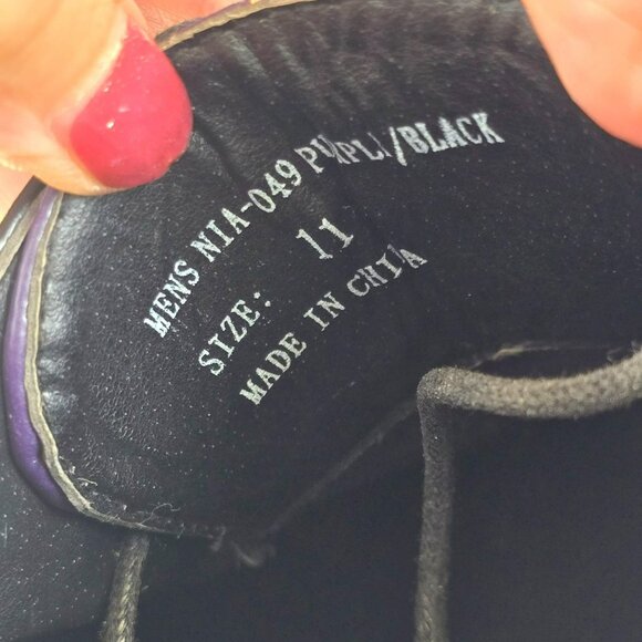 Mens Bolano Purple & Black Leather Oxford Dress Shoes Wing Tip Size 11 JJ4101 - Picture 6 of 12